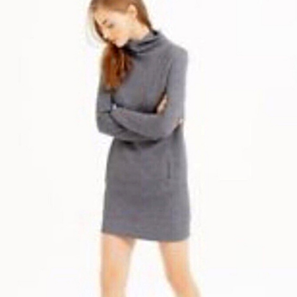 Lou & Grey Sweatshirt Tunic Dress Gray SZ XS Zip Pockets Turtleneck Soft